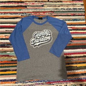 Harley-Davidson Blue and Gray Long Sleeve Tee